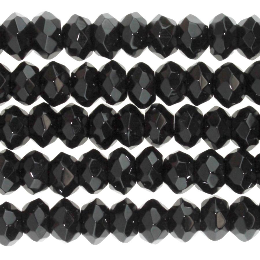 Onyx 6mm Faceted Rondelle 8-Inch