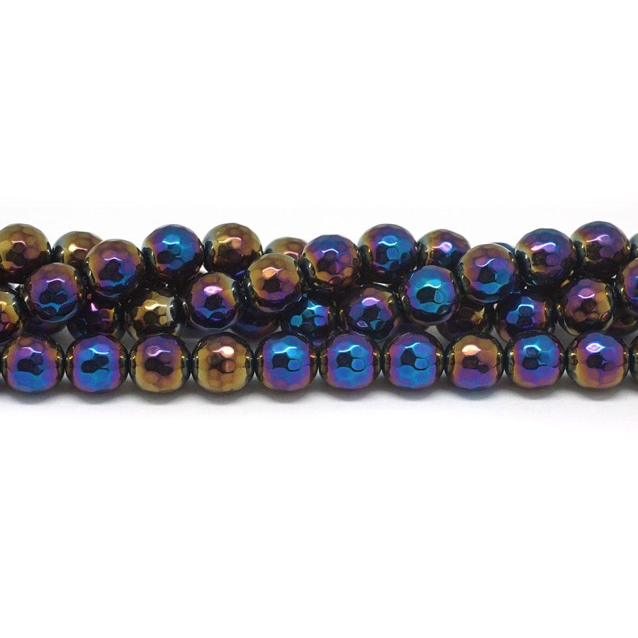 Onyx Faceted Rainbow Plated 8mm Round - 15-16 Inch