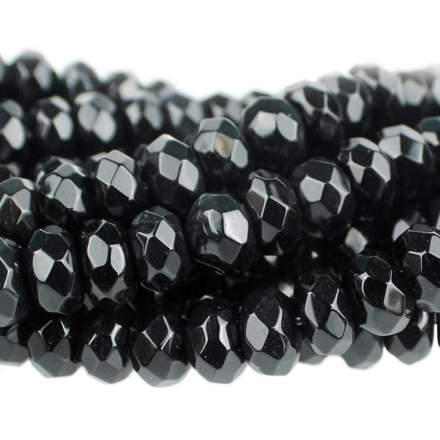 Onyx 8mm Faceted Rondelle 8-Inch