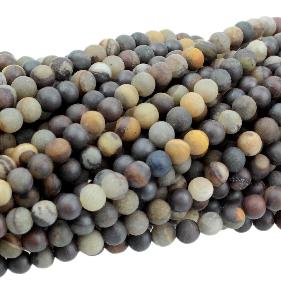 MATTE Outback Wood Jasper 6mm Round 15-16 Inch