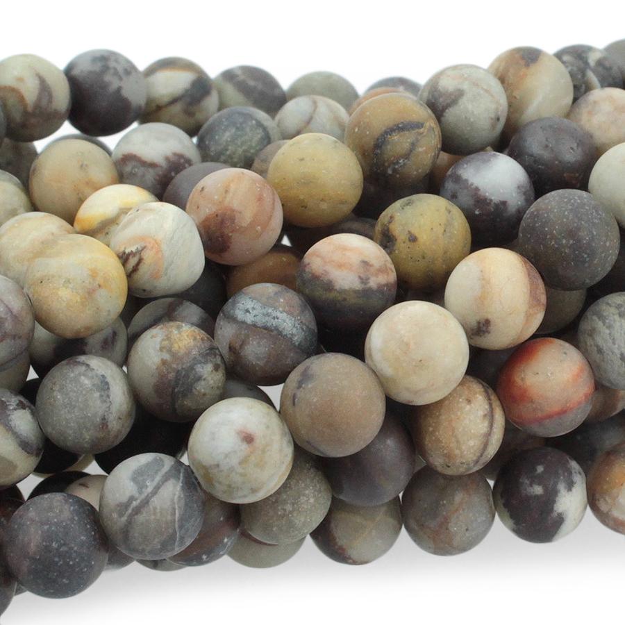 MATTE Outback Wood Jasper 8mm Round 15-16 Inch