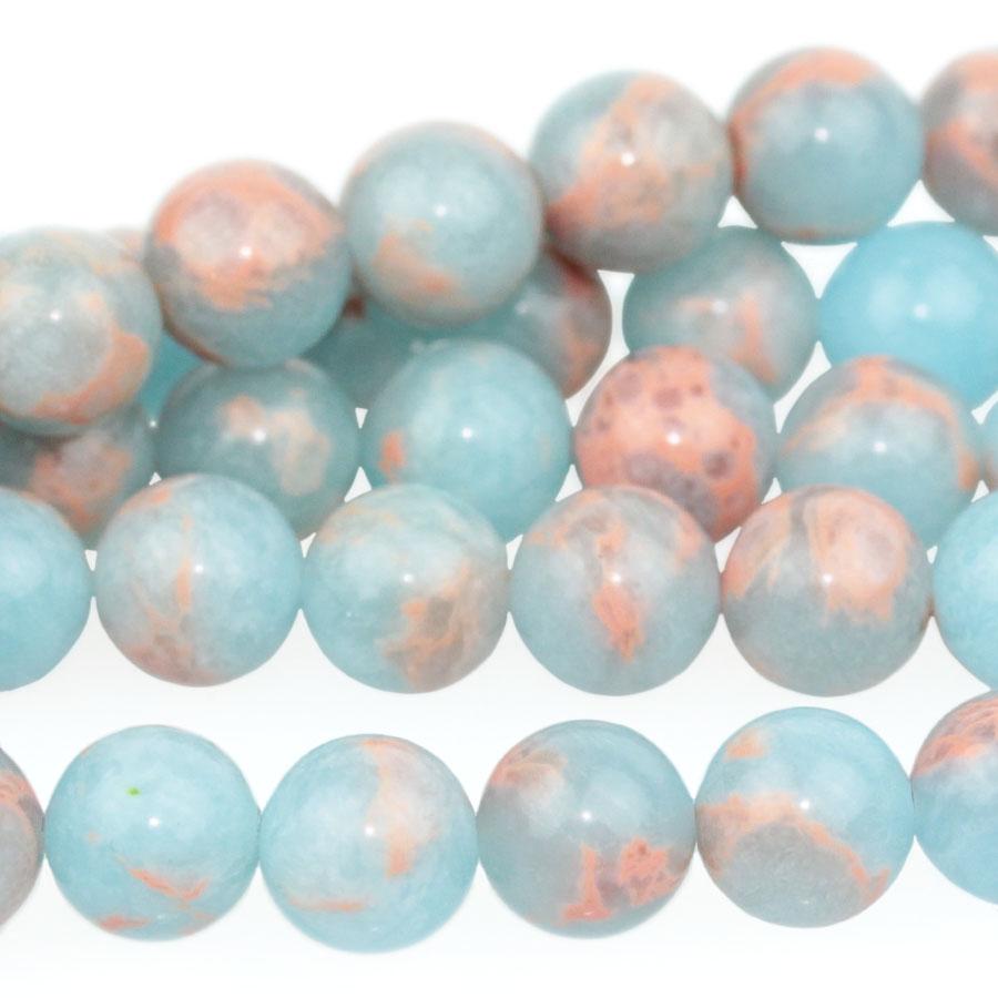 Powder Blue Impression Jasper 10mm Round 8-Inch