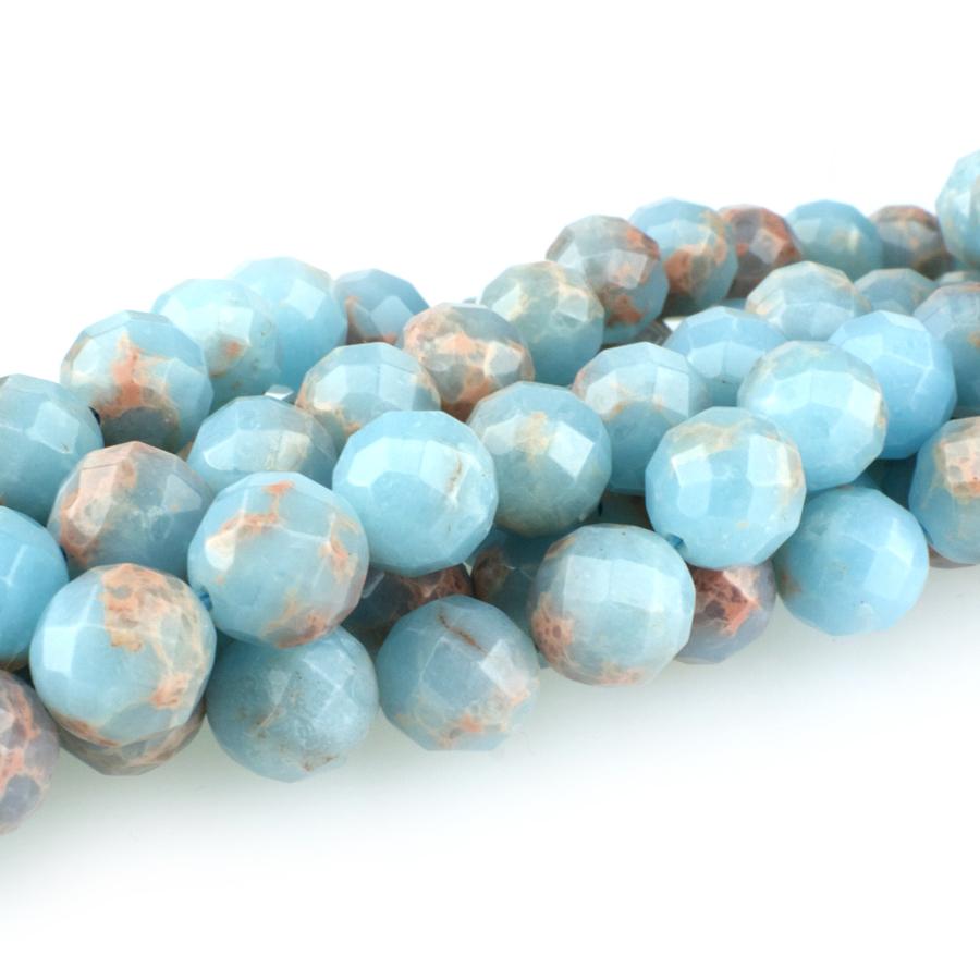 Powder Blue Impression Jasper 10mm Faceted Round 15-16 Inch (Dyed)