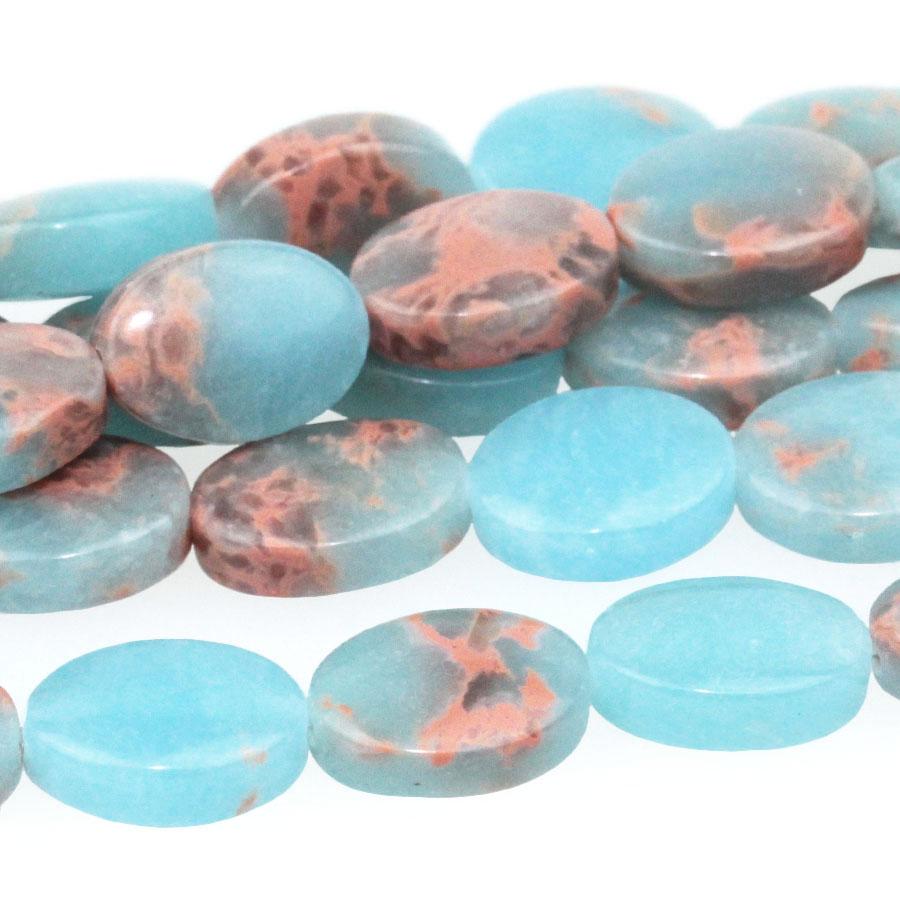 Powder Blue Impression Jasper 10x14mm Oval 8-Inch - Goody Beads