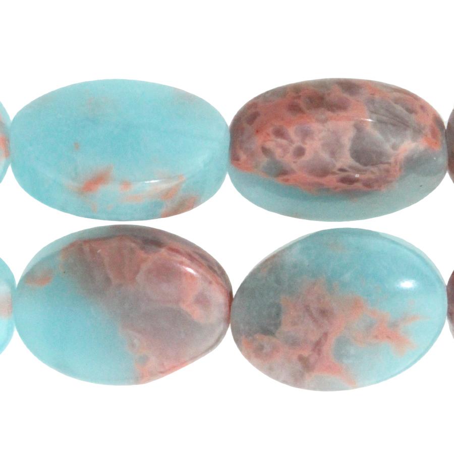 Powder Blue Impression Jasper 10x14mm Oval 8-Inch - Goody Beads