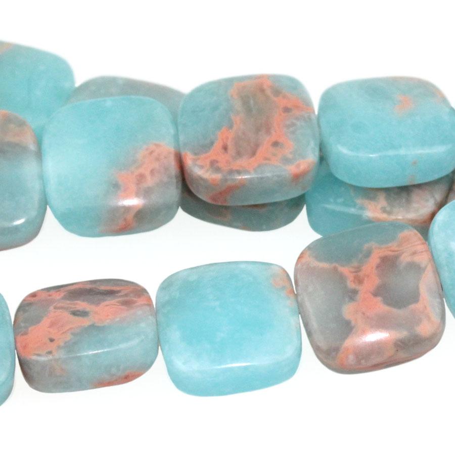 Powder Blue Impression Jasper 12mm Square 8-Inch - Goody Beads