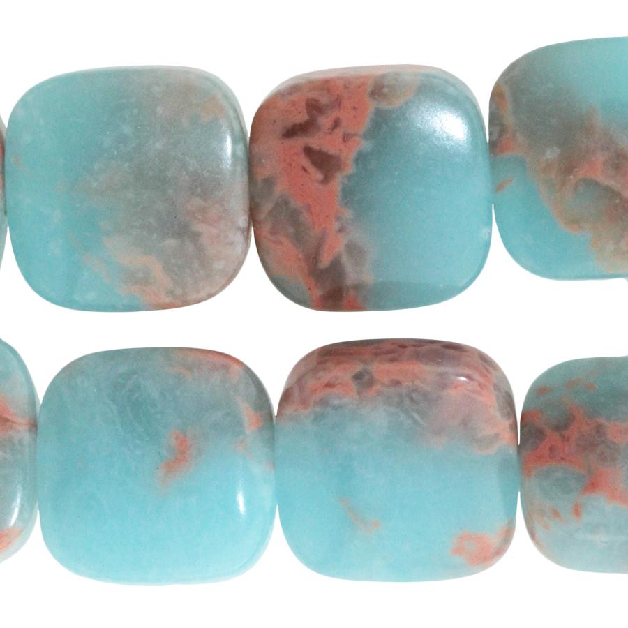 Powder Blue Impression Jasper 12mm Square 8-Inch - Goody Beads