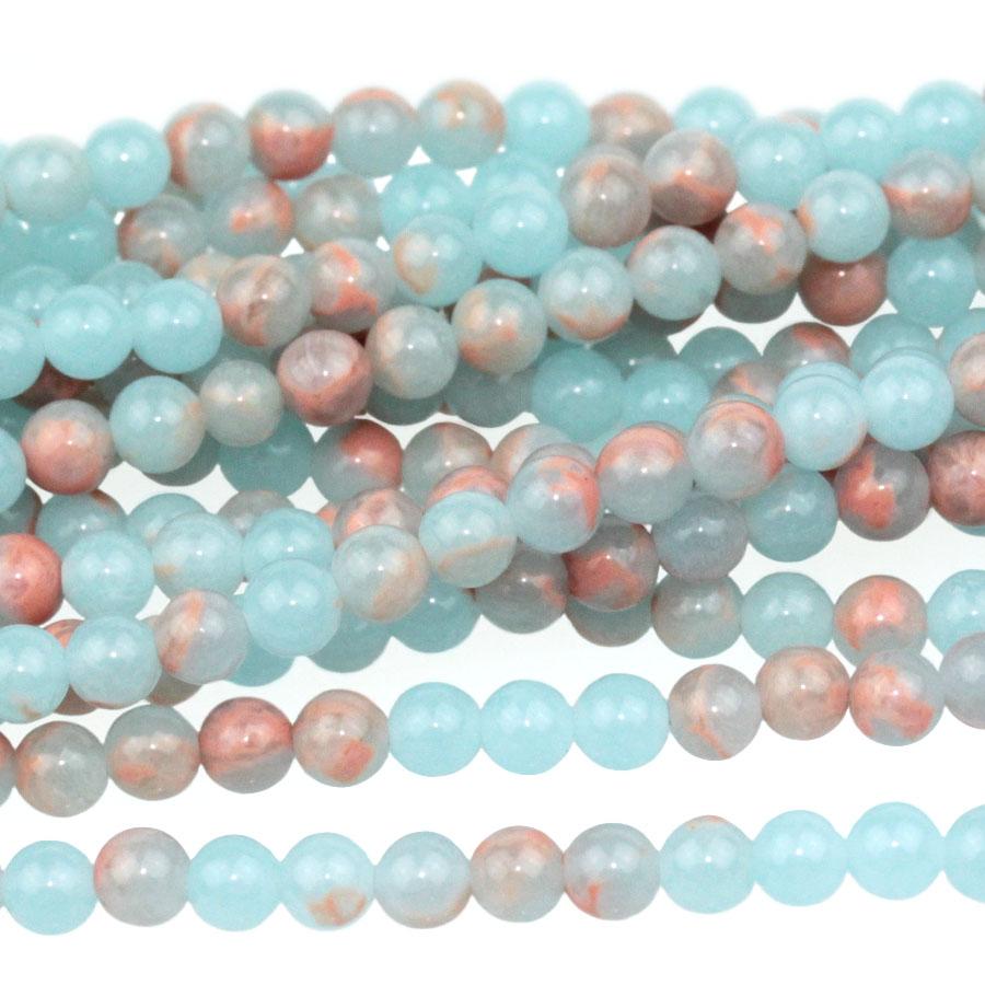 Powder Blue Impression Jasper 4mm Round 8-Inch - Goody Beads