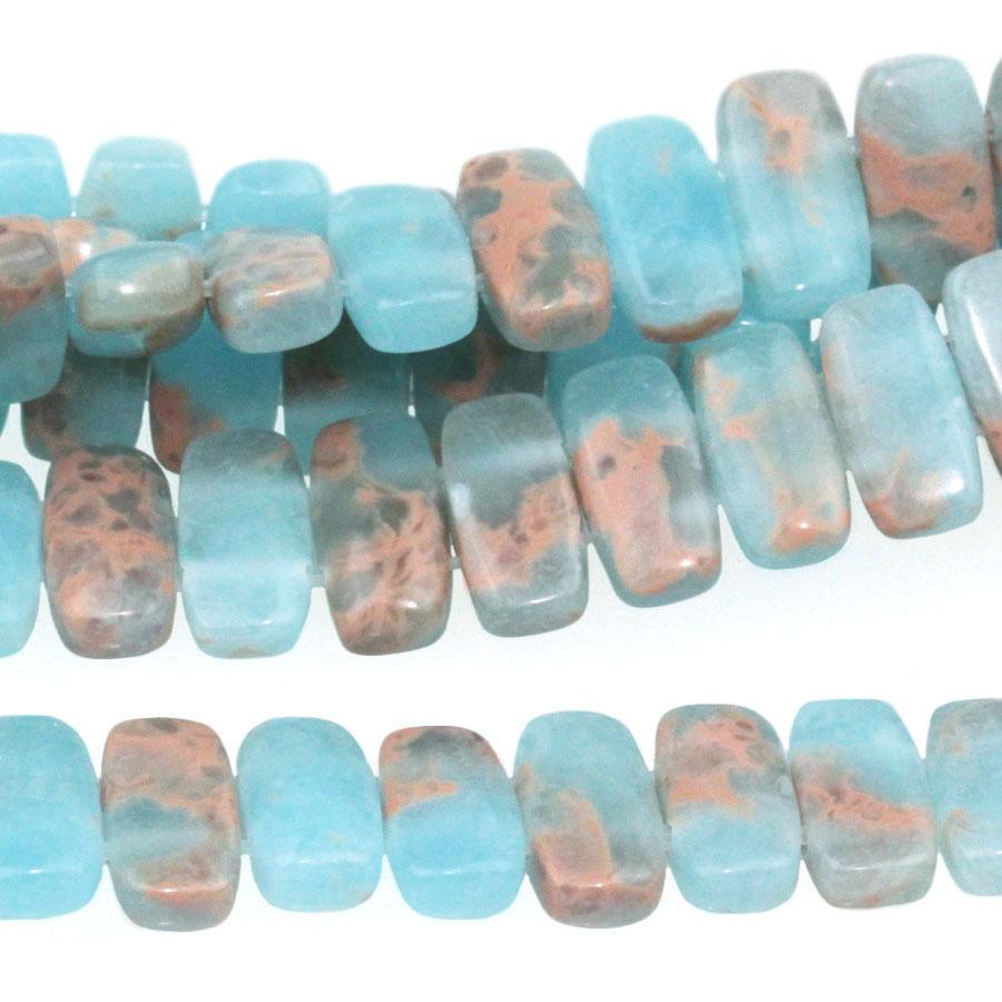 Powder Blue Impression Jasper 5x10mm Double Drill 8-Inch