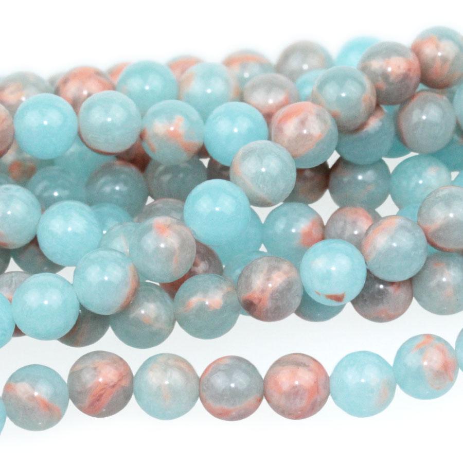 Powder Blue Impression Jasper 6mm Round 8-Inch - Goody Beads