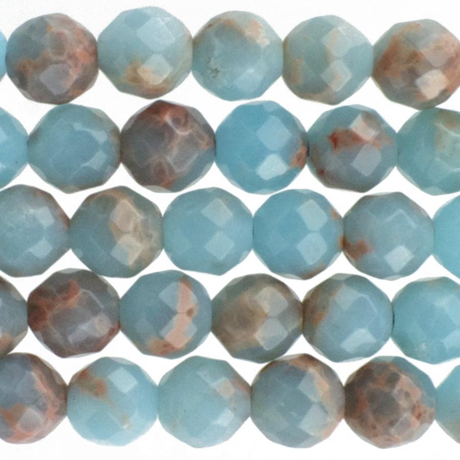 Powder Blue Impression Jasper 6mm Faceted Round 15-16 Inch (Dyed)