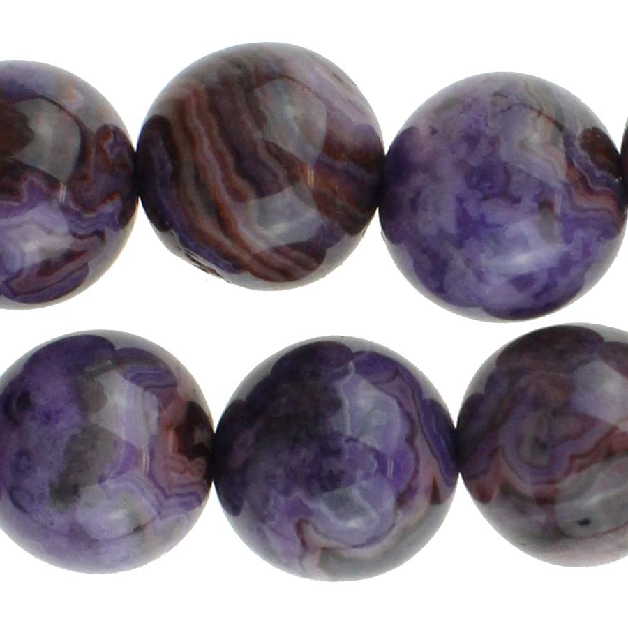Purple Crazy Lace Agate 10mm Round 8-Inch - Goody Beads