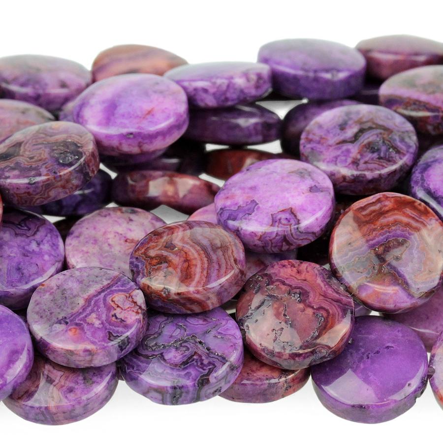 Purple Crazy Lace Agate 12mm Coin 8-Inch
