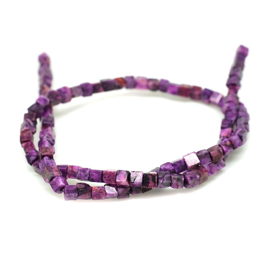 Purple Crazy Lace Agate 4mm Cube - 15-16 Inch