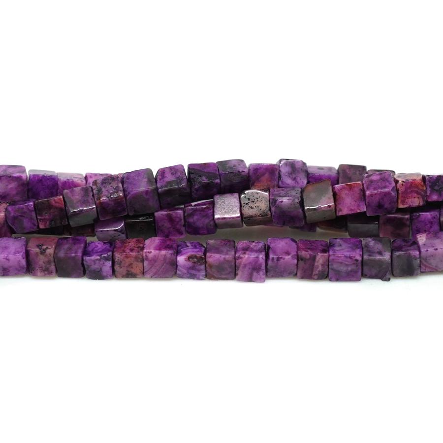 Purple Crazy Lace Agate 4mm Cube - 15-16 Inch