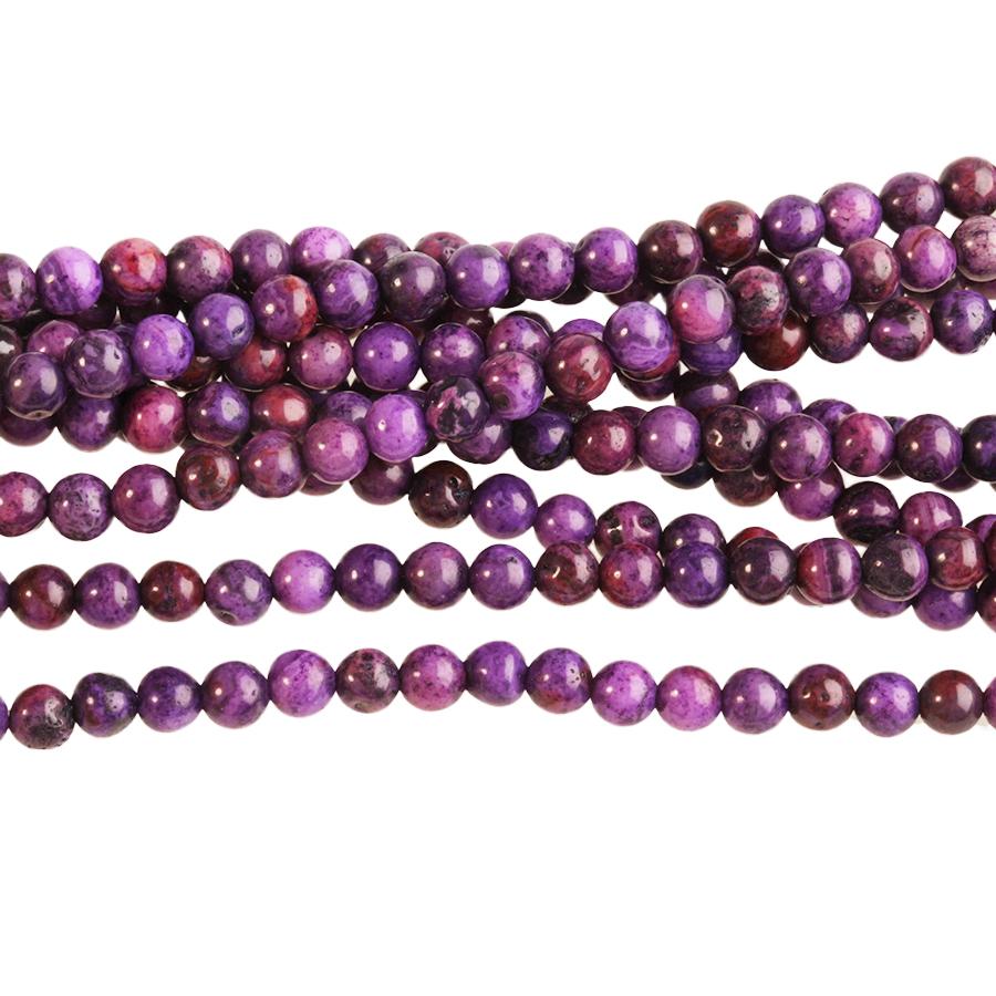 Purple Crazy Lace Agate 4mm Round 8-Inch - Goody Beads