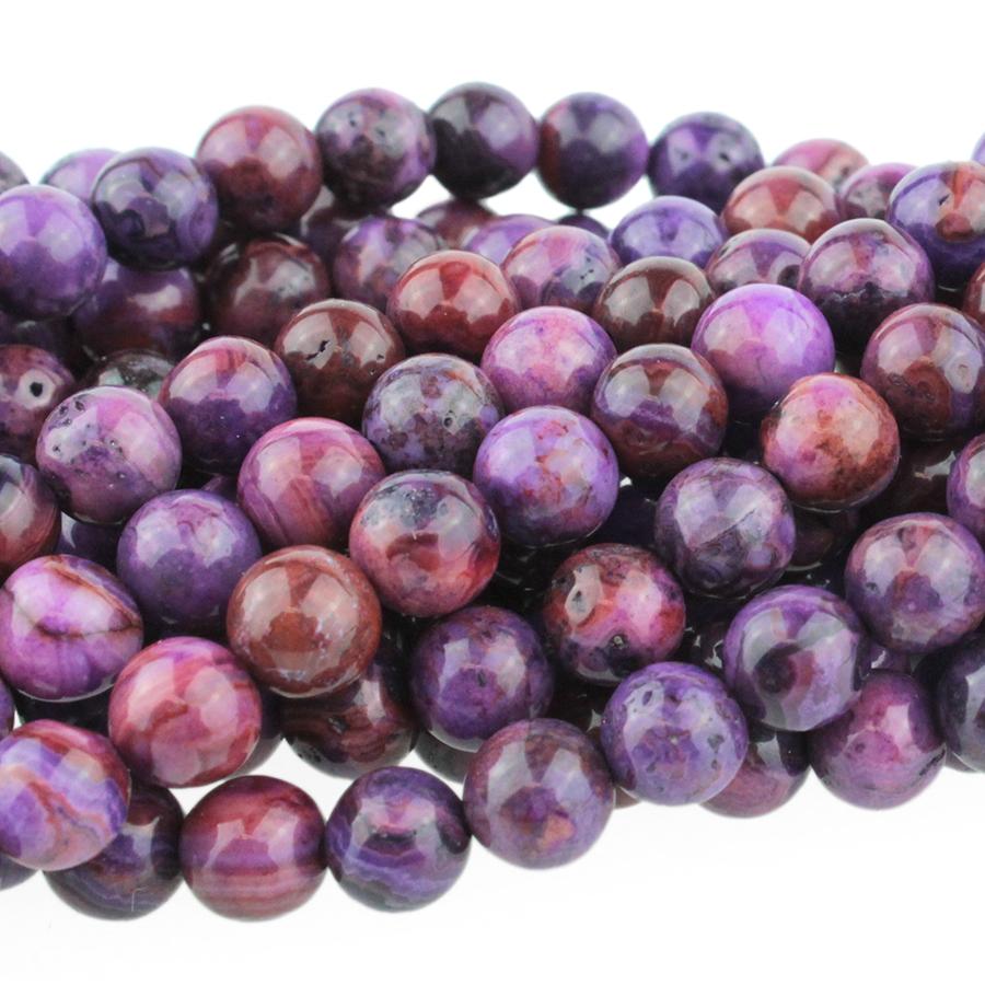 Purple Crazy Lace Agate 6mm Round 8-Inch - Goody Beads