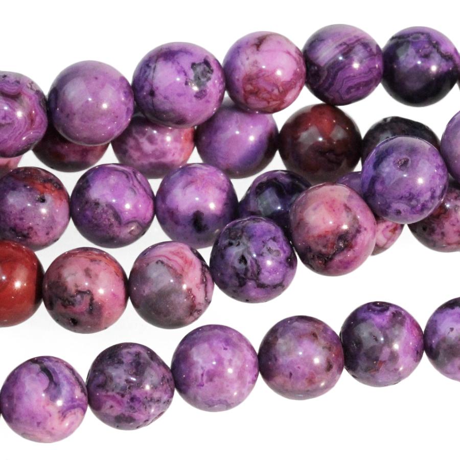 Purple Crazy Lace Agate 8mm Round 8-Inch - Goody Beads