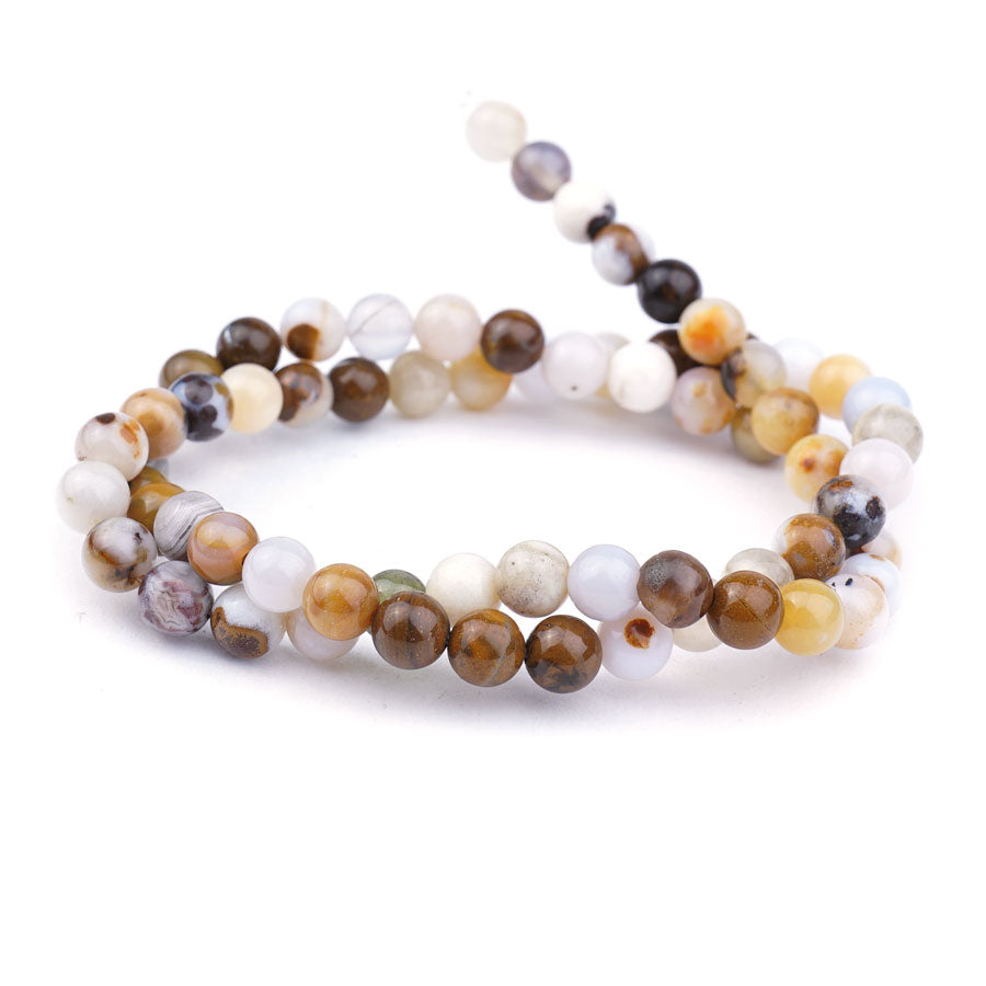 6mm Polka Dot Chalcedony Natural Round - 15-16 Inch - Goody Beads