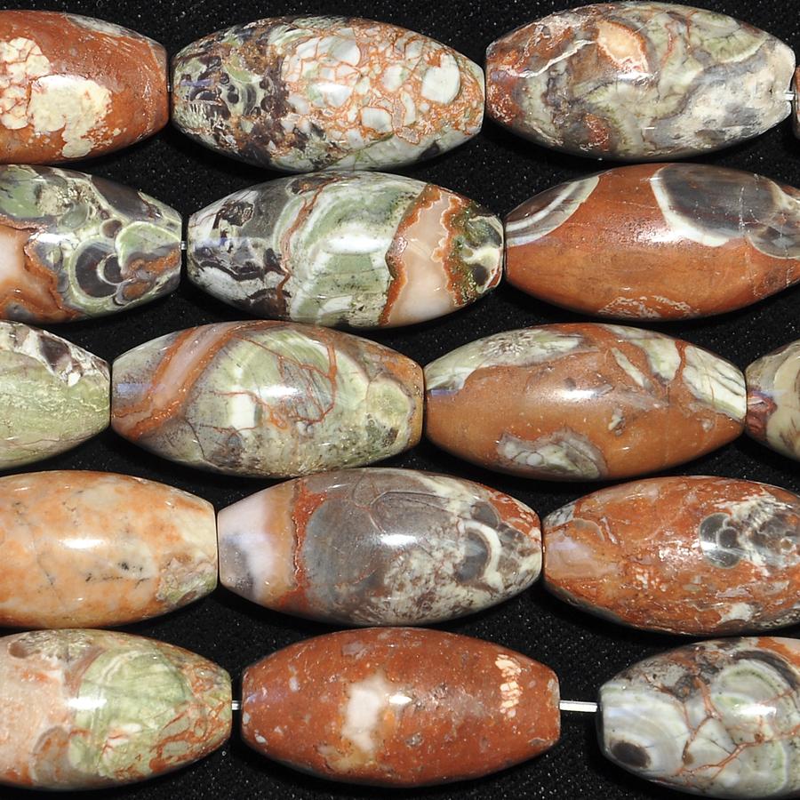 Peacock Jasper 15x30 Rice Bead