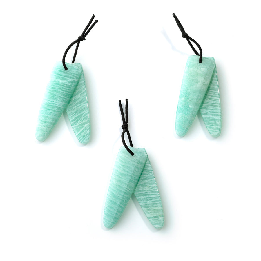 Amazonite 13x38mm Pointed Oval Pair - Pendant
