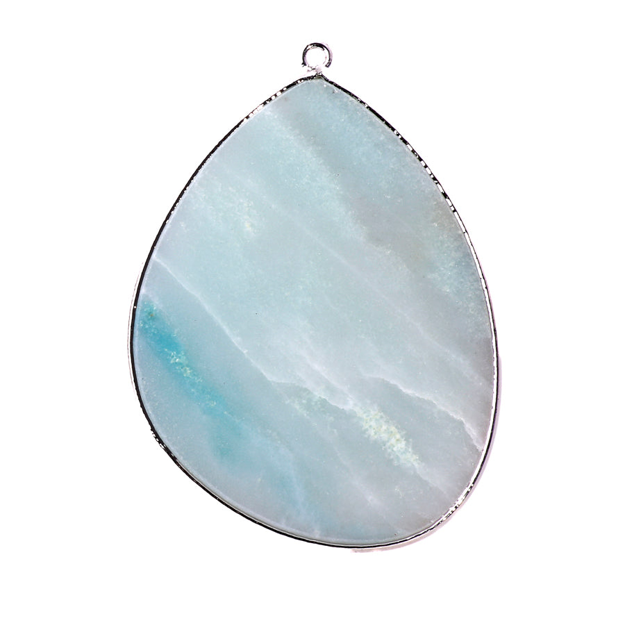 Amazonite 27x34mm Slice Silver Plated - Pendant