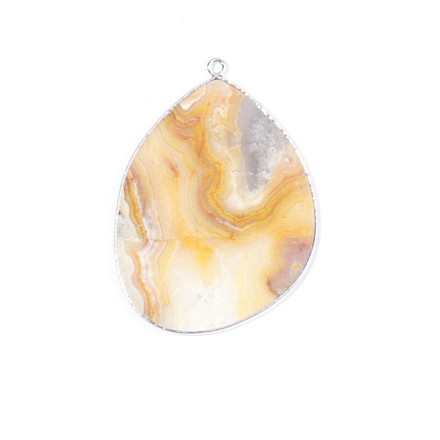 Crazy Lace Agate 27x34mm Slice Silver Plated - Pendant - Goody Beads