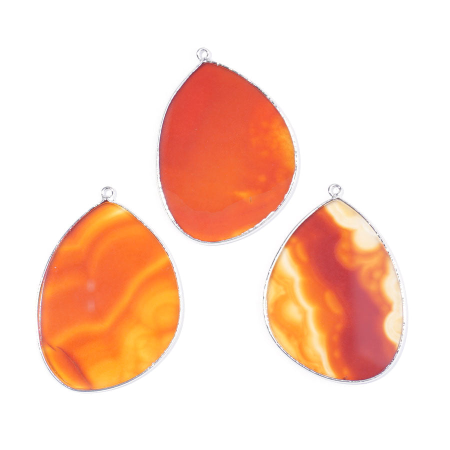 Carnelian 27x34mm Slice Silver Plated - Pendant - Goody Beads