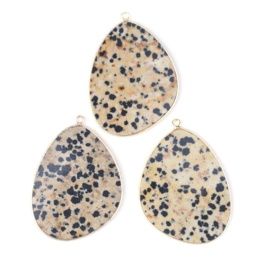 Dalmation Jasper 27x34mm Slice Gold Plated - Pendant - Goody Beads