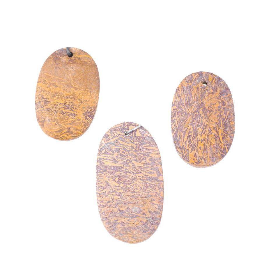 MATTE Elephant Skin Jasper 22x40-45x60mm Free Form Oval Pendant