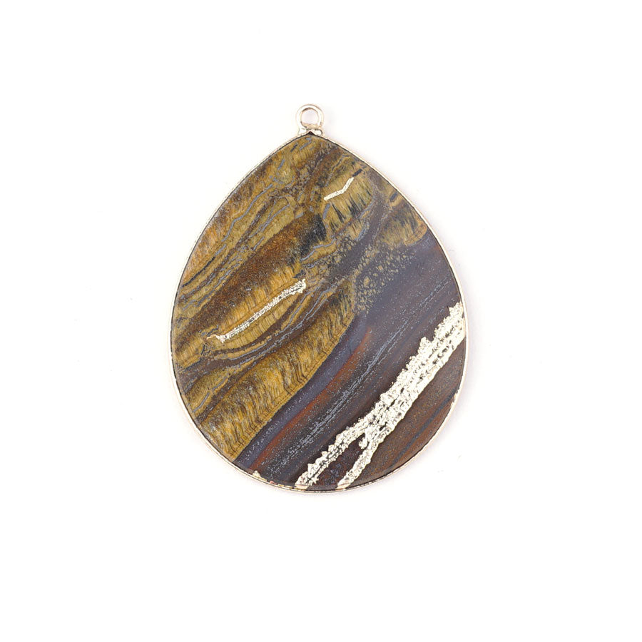 Iron Zebra Jasper 27x34mm Slice Gold Plated - Pendant