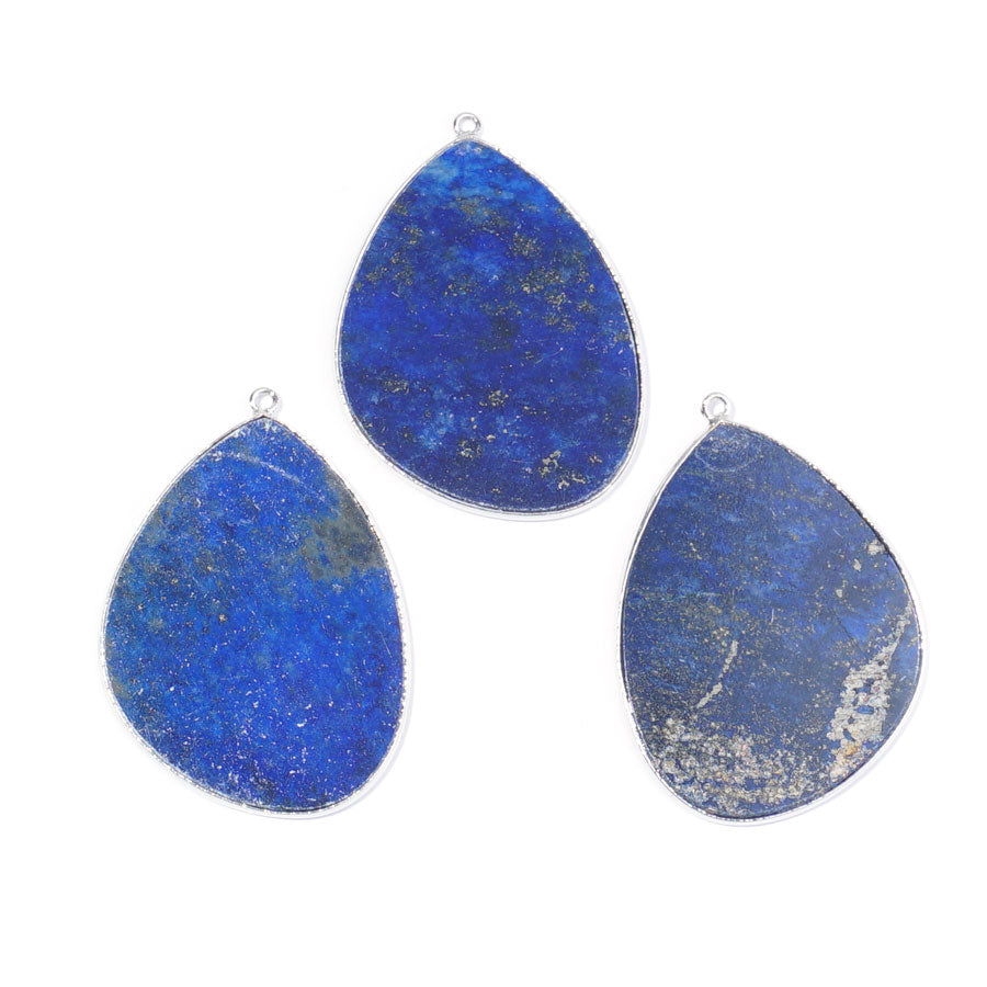 Lapis 27x34mm Slice Silver Plated - Pendant - Goody Beads