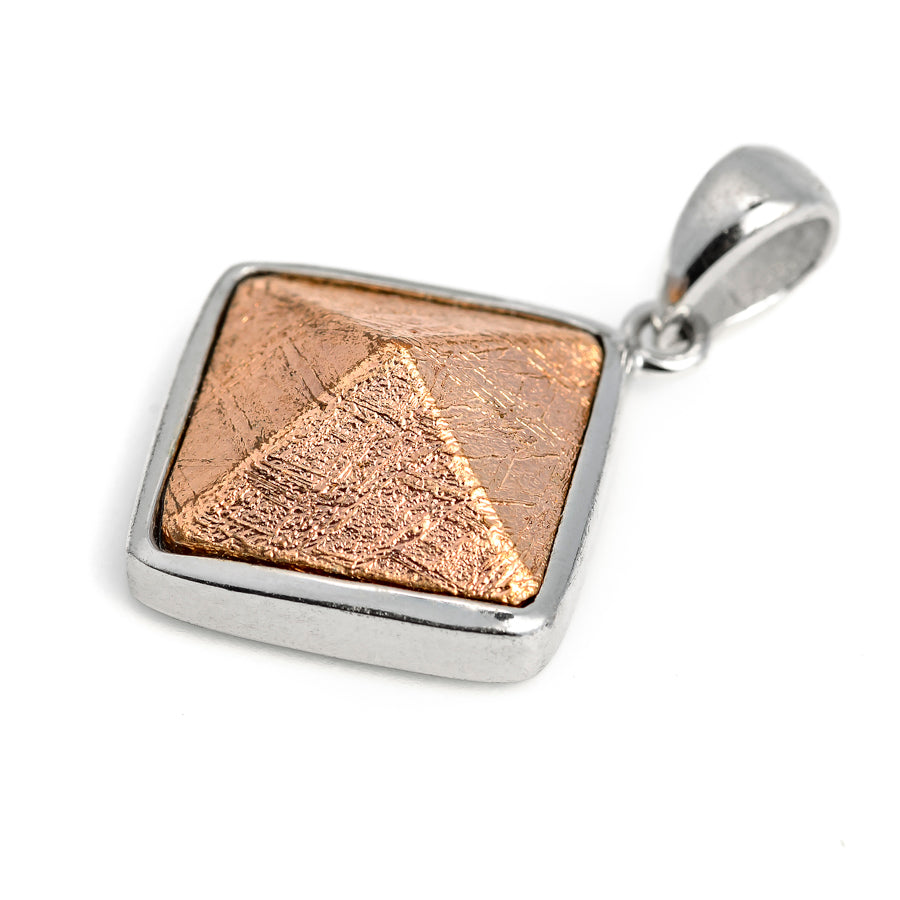 Muonionalusta Meteorite 12mm Rose Gold Pyramid Pendant - DSPremier