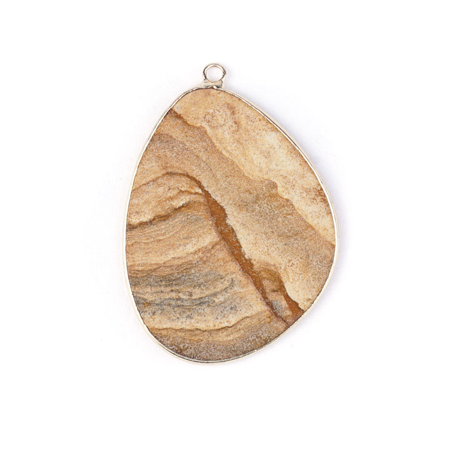 Picture Jasper 27x34mm Slice Gold Plated - Pendant - Goody Beads