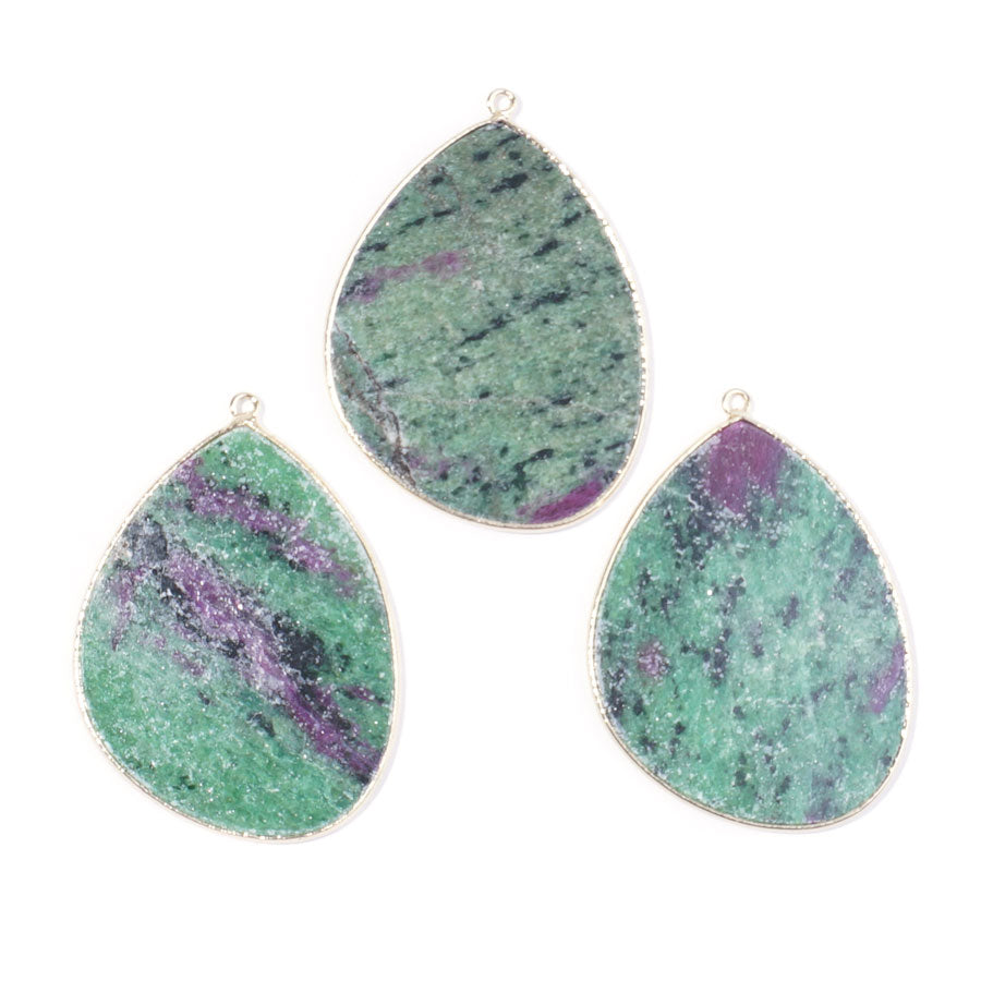 Ruby Zoisite 27x34mm Slice Gold Plated - Pendant - Goody Beads
