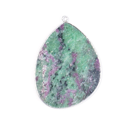 Ruby Zoisite 27x34mm Slice Silver Plated - Pendant - Goody Beads