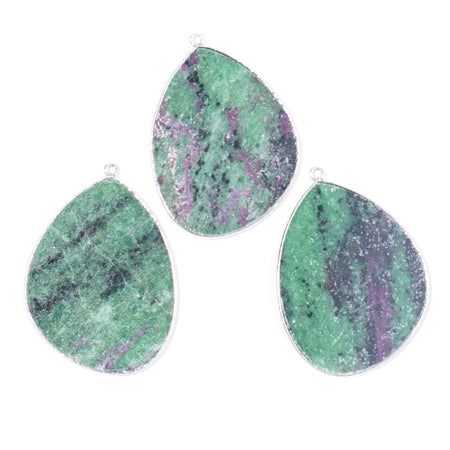 Ruby Zoisite 27x34mm Slice Silver Plated - Pendant - Goody Beads