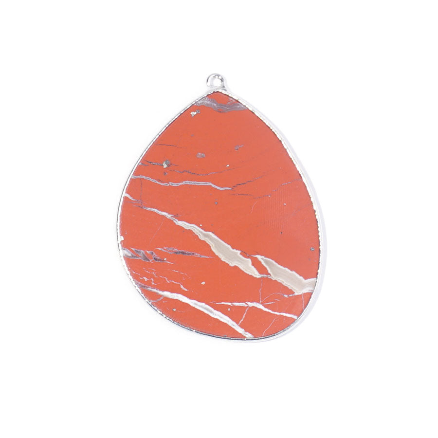 Red Jasper 27x34mm Slice Silver Plated - Pendant - Goody Beads