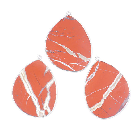 Red Jasper 27x34mm Slice Silver Plated - Pendant - Goody Beads