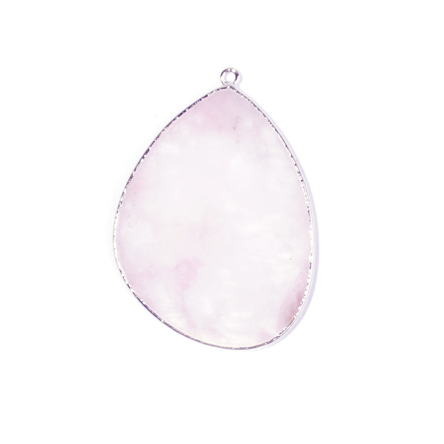 Rose Quartz 27x34mm Slice Silver Plated - Pendant - Goody Beads