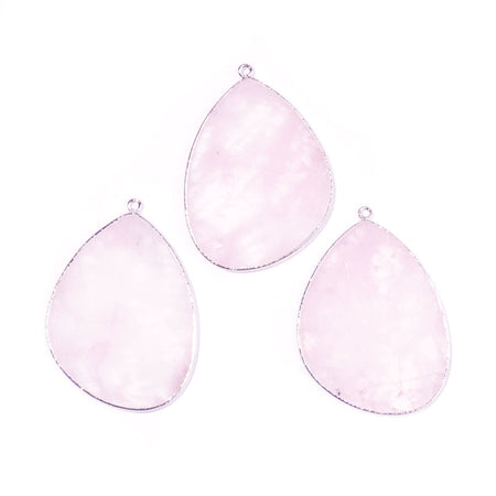 Rose Quartz 27x34mm Slice Silver Plated - Pendant - Goody Beads