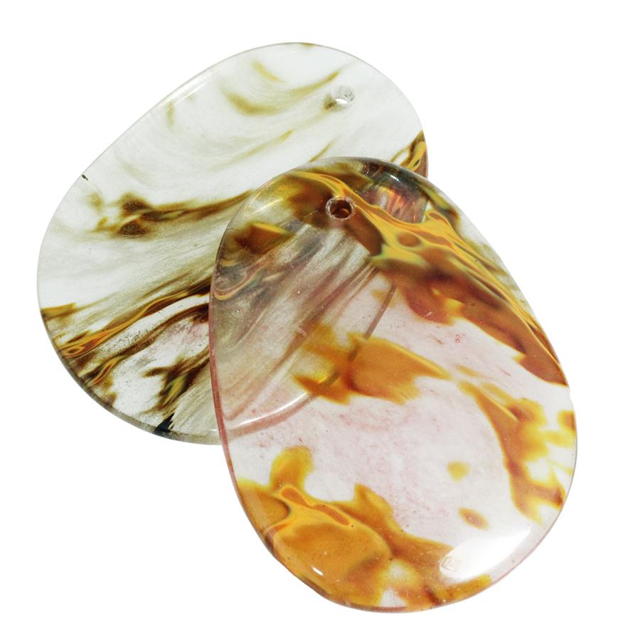 Tiger Glass 38x52mm Irregular Oval Pendant - Goody Beads