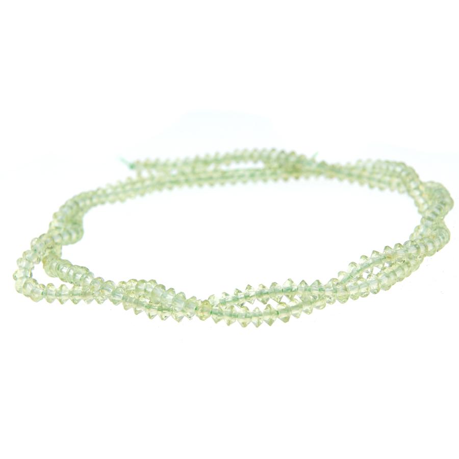 Peridot Diamond Cut, Faceted 2x3mm Saucer - 15-16 Inch