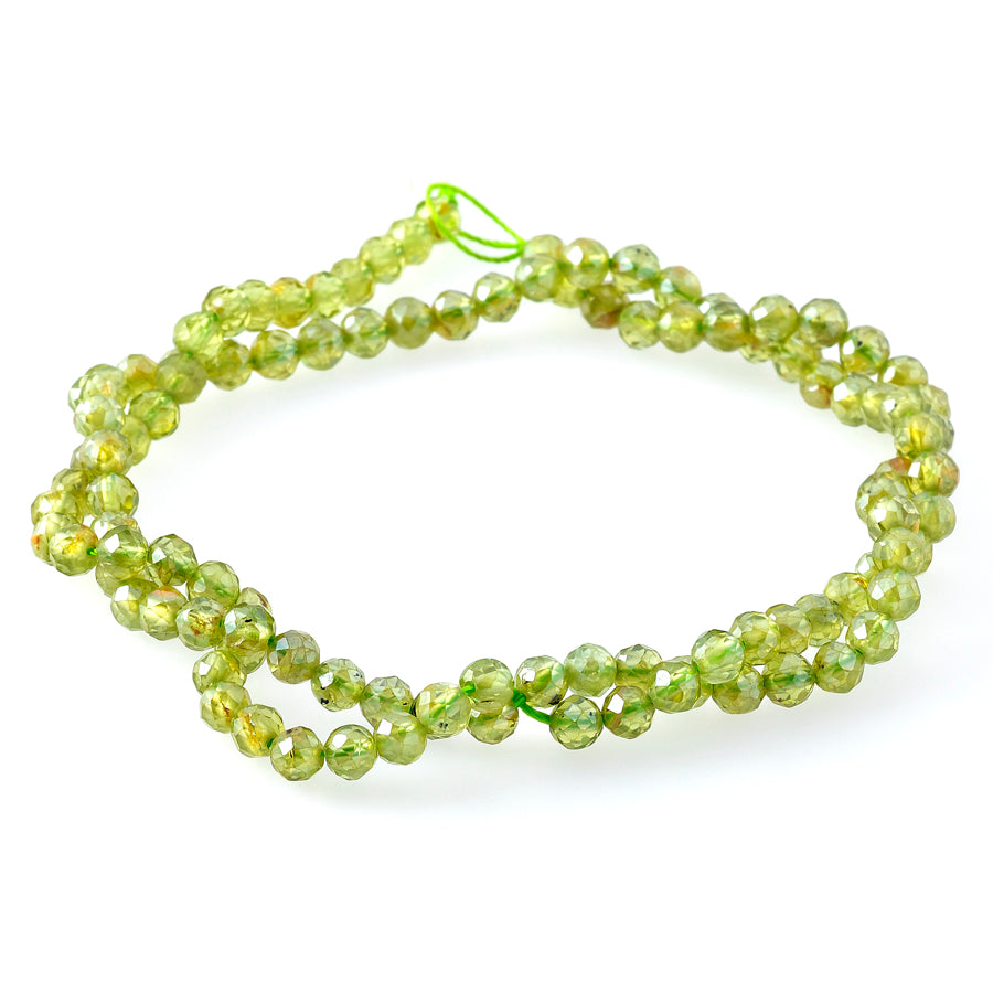 Peridot Plated 4mm Round Faceted - 15-16 Inch - Goody Beads