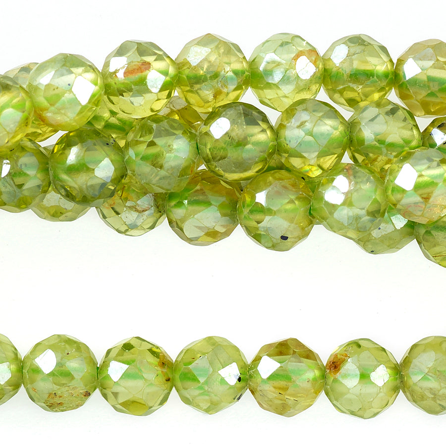 Peridot Plated 4mm Round Faceted - 15-16 Inch - Goody Beads