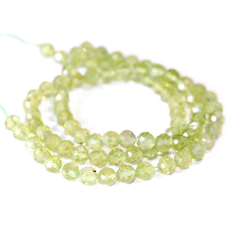 Peridot 5mm Diamond Cut Faceted Round 15-16 Inch