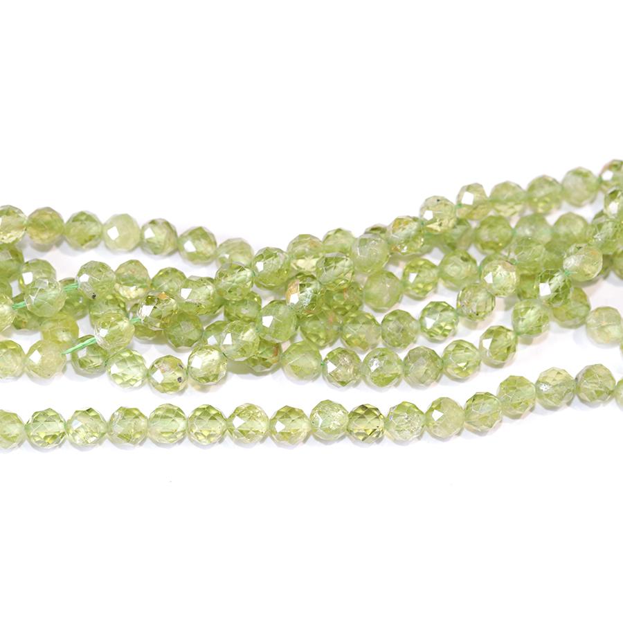 Peridot 5mm Diamond Cut Faceted Round 15-16 Inch