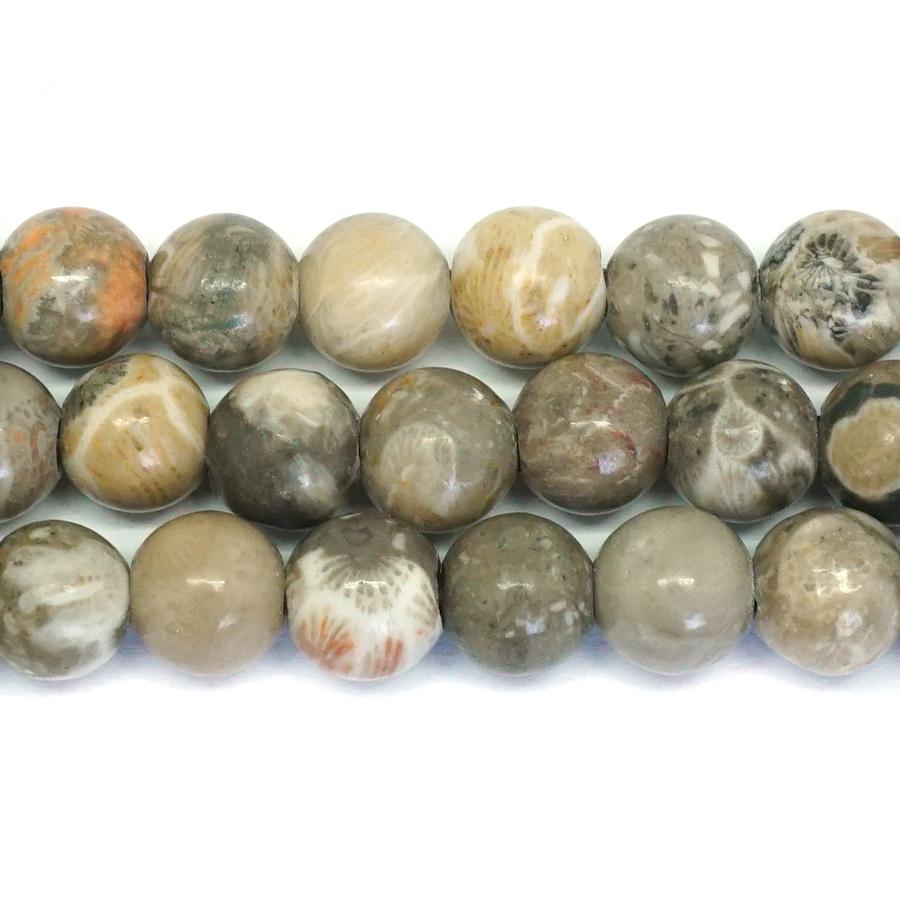 Petoskey Fossil Stone Large Hole 8mm Round - 8-inch