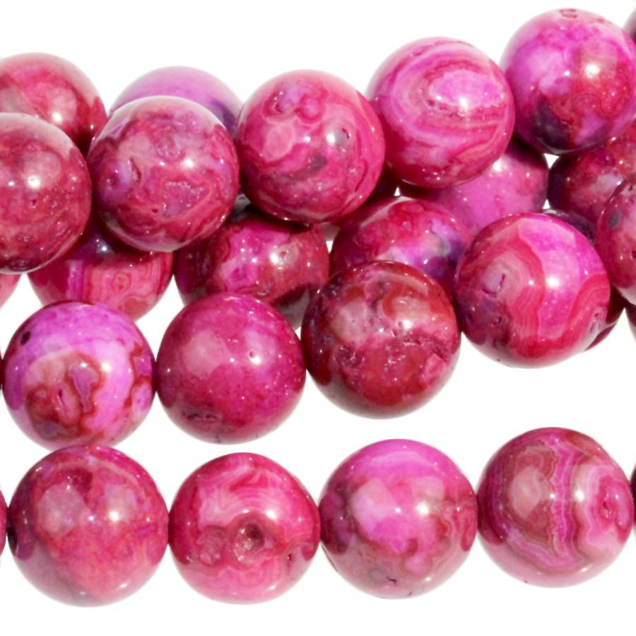 Pink Crazy Lace 10mm Round 8-Inch - Goody Beads