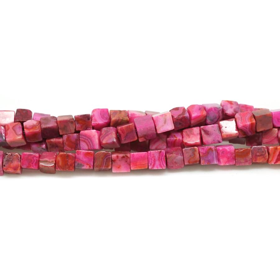 Pink Crazy Lace Agate 4mm Cube - 15-16 Inch